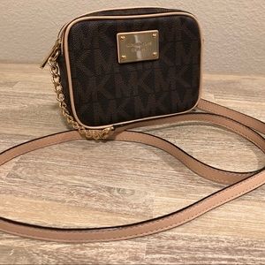 Michael Kors canvas logo crossbody bag small